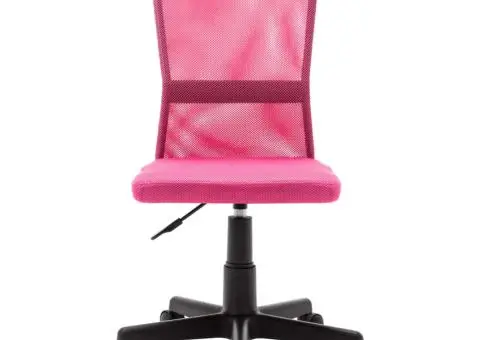 Scaun de birou, roz, 44 x 52 x 100 cm, plasă textilă - 2/5