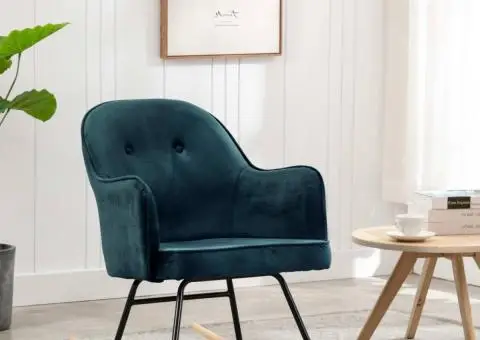 Scaun balansoar, albastru, catifea - 1/5