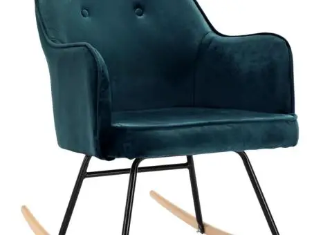 Scaun balansoar, albastru, catifea - 2/5