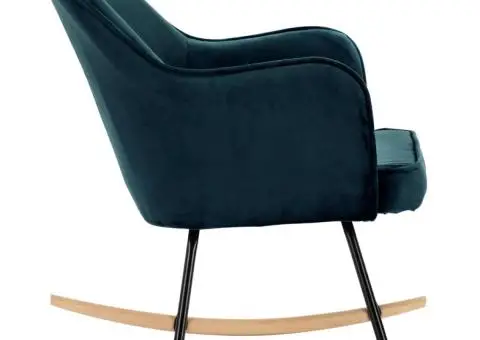 Scaun balansoar, albastru, catifea - 4/5