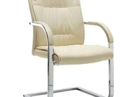 Scaun de birou consolă, crem, piele ecologică - 1/5