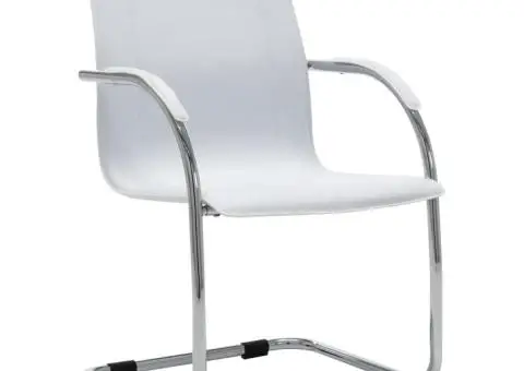 Scaun de birou tip consolă, alb, piele ecologică - 1/5