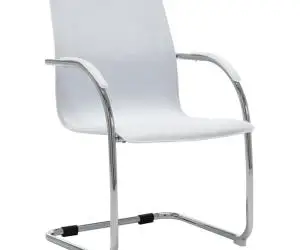 vidaXL Scaun de birou tip consolă, alb, piele ecologică