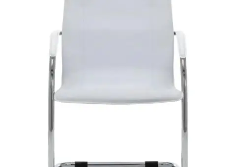 Scaun de birou tip consolă, alb, piele ecologică - 2/5