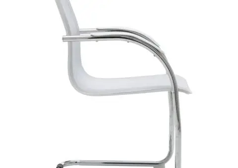 Scaun de birou tip consolă, alb, piele ecologică - 3/5