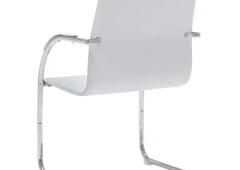 Scaun de birou tip consolă, alb, piele ecologică - 4/5