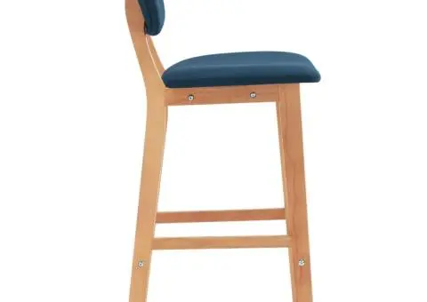 Scaune de bar, 2 buc., albastru, material textil - 4/5