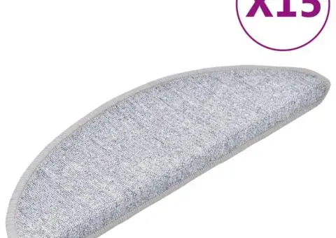 Covorașe pentru trepte scară, 15 buc., gri deschis, 56x17x3 cm - 2/5