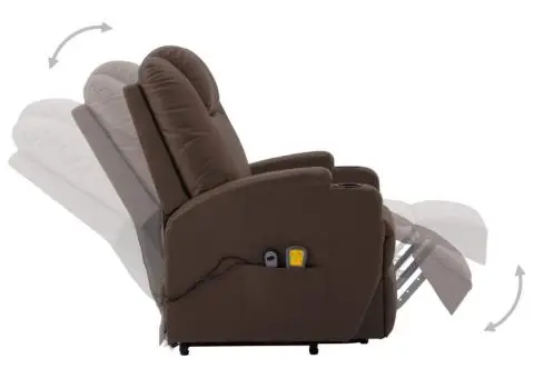 Fotoliu de masaj cu ridicare, maro, piele ecologică - 4/5