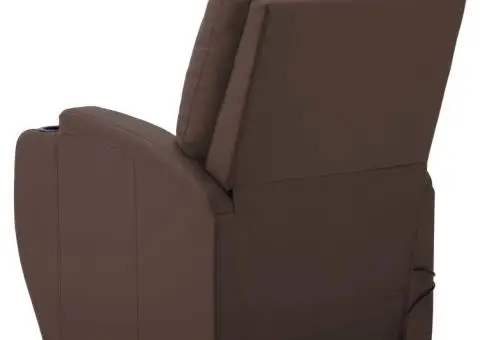 Fotoliu de masaj cu ridicare, maro, piele ecologică - 5/5