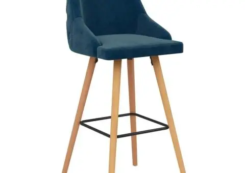 Scaune de bar, 2 buc., albastru, catifea - 2/5