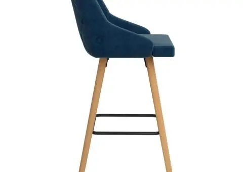 Scaune de bar, 2 buc., albastru, catifea - 4/5