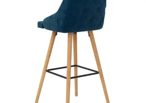 Scaune de bar, 2 buc., albastru, catifea - 5/5