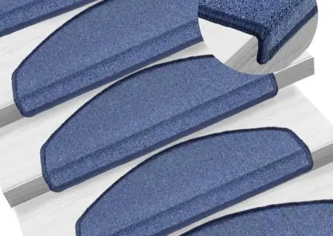 Covorașe pentru trepte scară, 15 buc., albastru, 65x24x4 cm - 1/5