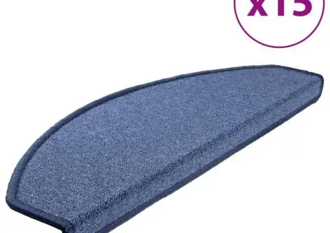 Covorașe pentru trepte scară, 15 buc., albastru, 65x24x4 cm - 2/5