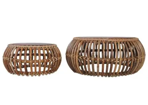 Măsuțe de cafea, 2 buc., ratan natural - 2/5