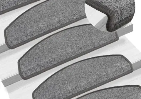 Covorașe pentru trepte scară, 15 buc., gri închis, 65x24x4 cm - 1/5