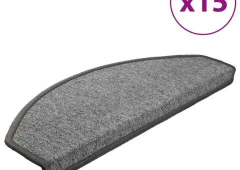 Covorașe pentru trepte scară, 15 buc., gri închis, 65x24x4 cm - 2/5