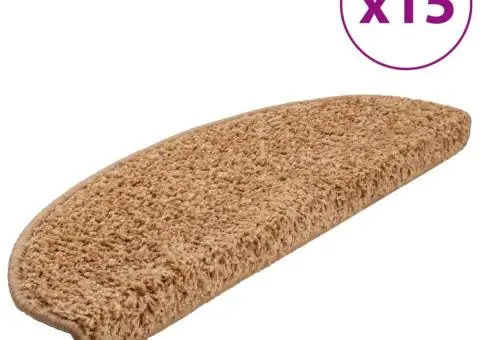 Covorașe pentru trepte scară, 15 buc., bej, 65x21x4 cm - 2/5