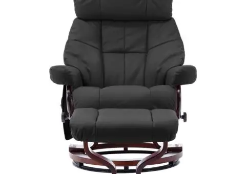 Fotoliu de masaj rabatabil, gri, piele ecologică și lemn curbat - 2/5