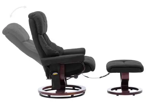 Fotoliu de masaj rabatabil, gri, piele ecologică și lemn curbat - 3/5