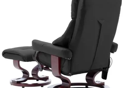 Fotoliu de masaj rabatabil, gri, piele ecologică și lemn curbat - 4/5