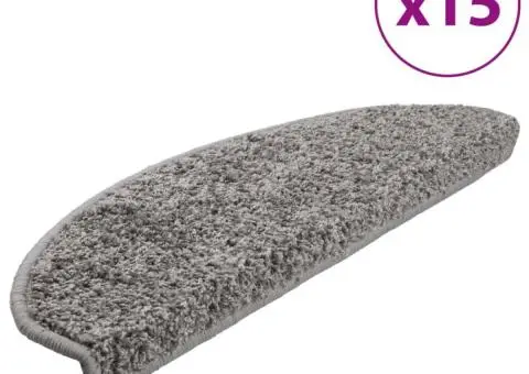 Covorașe pentru trepte scară, 15 buc., gri, 65x21x4 cm - 2/5