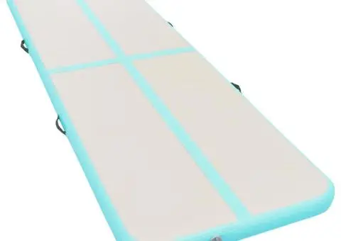 Saltea gimnastică gonflabilă cu pompă verde 600x100x10cm PVC - 2/5