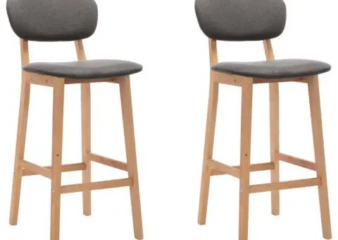 Scaune de bar, 2 buc., gri deschis, material textil - 1/5