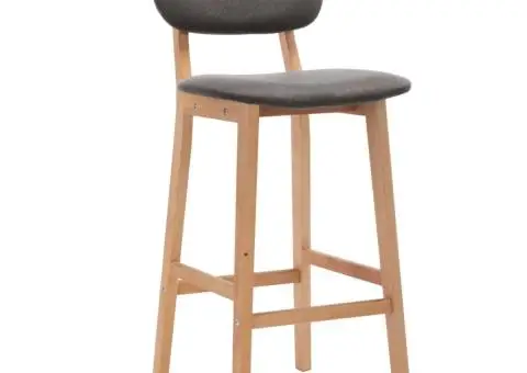 Scaune de bar, 2 buc., gri deschis, material textil - 2/5