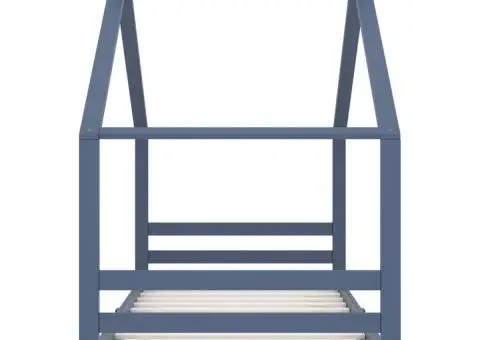 Cadru de pat pentru copii, gri, 90 x 200 cm, lemn masiv de pin - 3/5