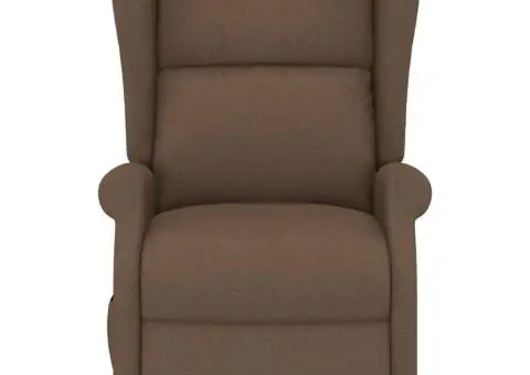 Fotoliu de masaj cu ridicare, maro, material textil - 4/5