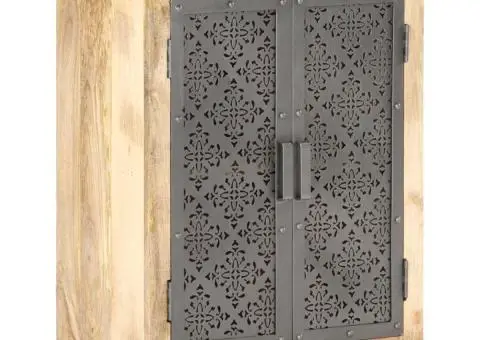 Dulap cu uși din oțel, 60 x 35 x 75 cm, lemn masiv de mango - 1/5