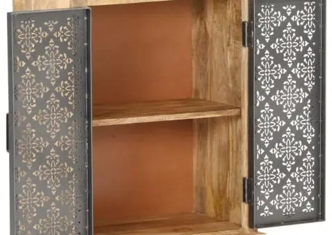 Dulap cu uși din oțel, 60 x 35 x 75 cm, lemn masiv de mango - 2/5