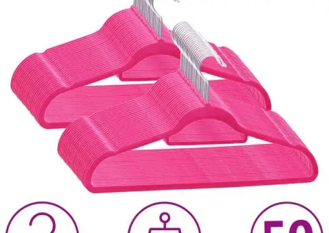 Set de umerașe anti-alunecare, 50 buc., roz, catifea - 1/5