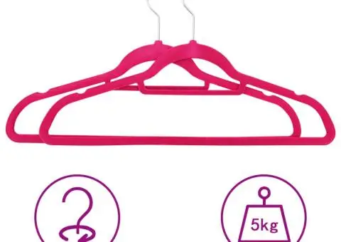 Set de umerașe anti-alunecare, 50 buc., roz, catifea - 3/5