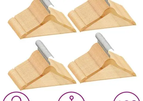 Set de umerașe anti-alunecare, 100 buc., lemn esență tare - 1/5