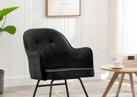 Scaun balansoar, negru, catifea - 1/5