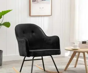 vidaXL Scaun balansoar, negru, catifea