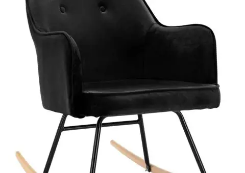 Scaun balansoar, negru, catifea - 2/5