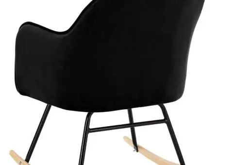 Scaun balansoar, negru, catifea - 4/5
