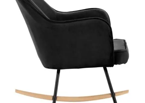 Scaun balansoar, negru, catifea - 5/5