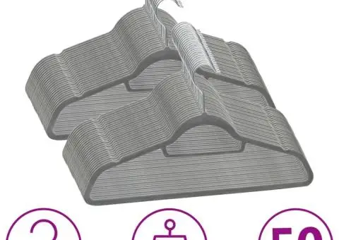 Set de umerașe anti-alunecare, 50 buc., gri, catifea - 1/5