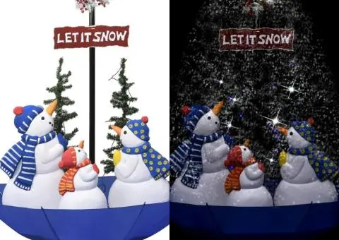 Brad de Crăciun cu ninsoare și bază umbrelă albastru 170 cm PVC - 1/5