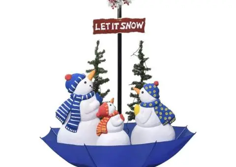 Brad de Crăciun cu ninsoare și bază umbrelă albastru 170 cm PVC - 2/5