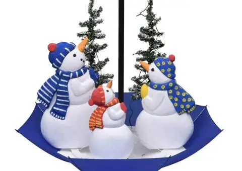 Brad de Crăciun cu ninsoare și bază umbrelă albastru 170 cm PVC - 3/5