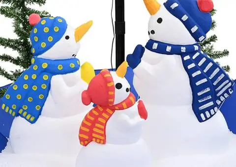 Brad de Crăciun cu ninsoare și bază umbrelă albastru 170 cm PVC - 5/5