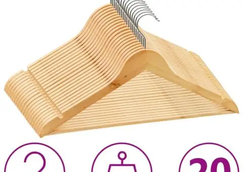 Set de umerașe anti-alunecare, 20 buc., lemn esență tare - 1/5