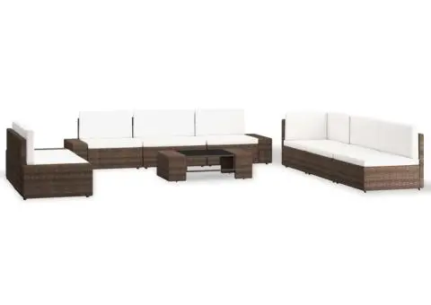 Set mobilier de grădină, 9 piese, maro, poliratan - 1/5