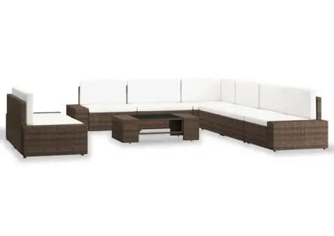 Set mobilier de grădină, 9 piese, maro, poliratan - 2/5